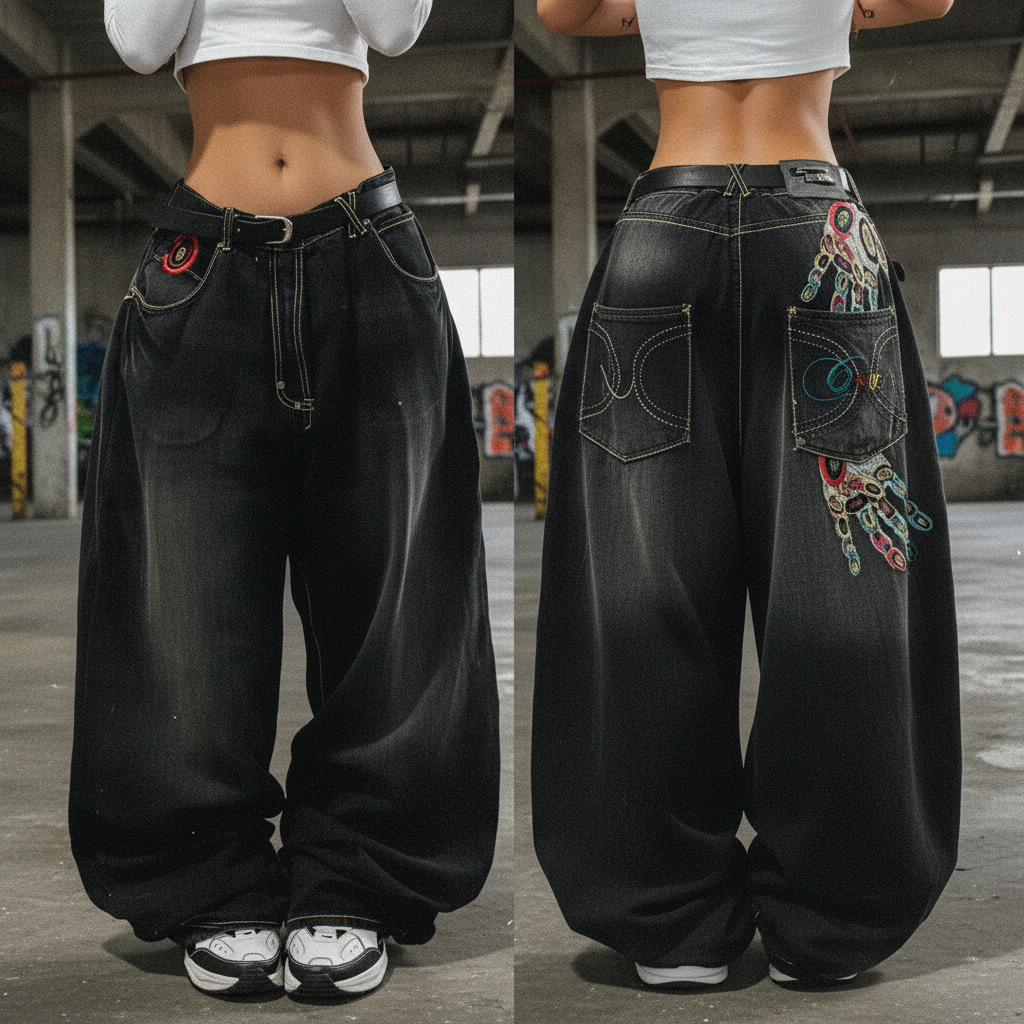 Y2K Wide Leg Graphic Jeans