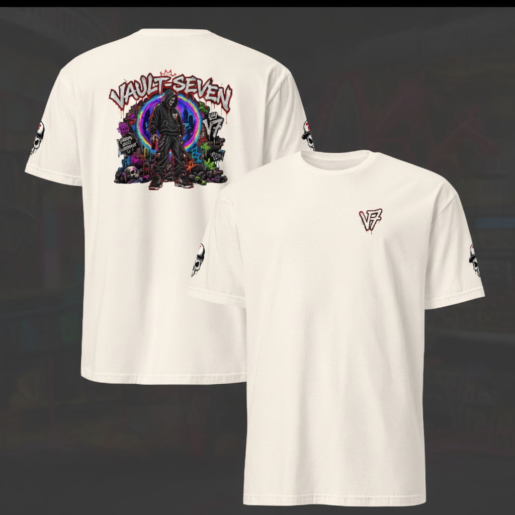 Vault-Seven Hooded Reaper V7 Graffiti Graphic T-Shirt