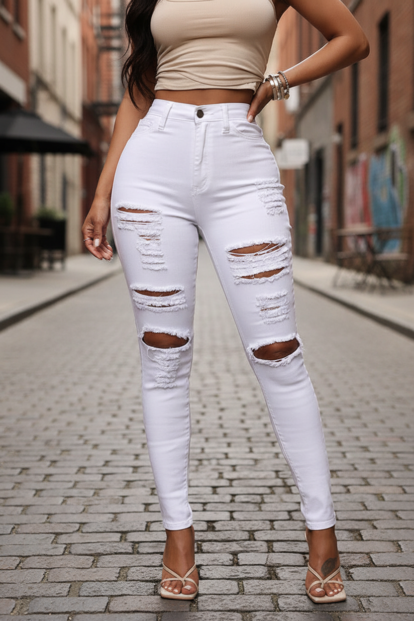 Ripped Slim Fit Stretch Jeans