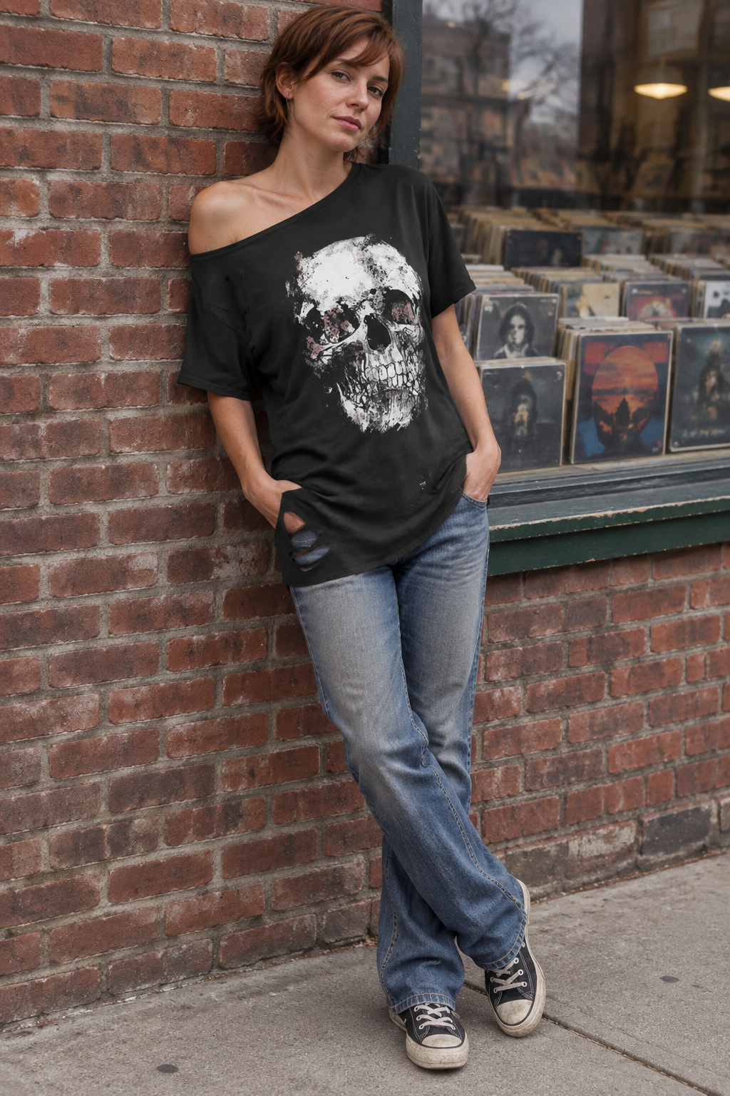 Oversized Skull Print Shirt