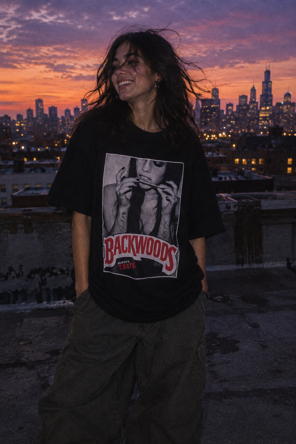 Black Oversized Graphic Tee - Boxy Cotton Streetwear T-Shirt