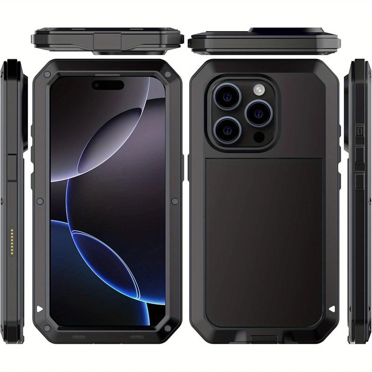 Heavy Duty Metal Armor iPhone Case | 360° Full Body Protection with Built-In Screen Protector