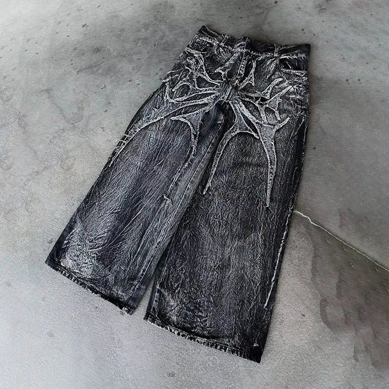 Spider Patch Baggy Denim Pants