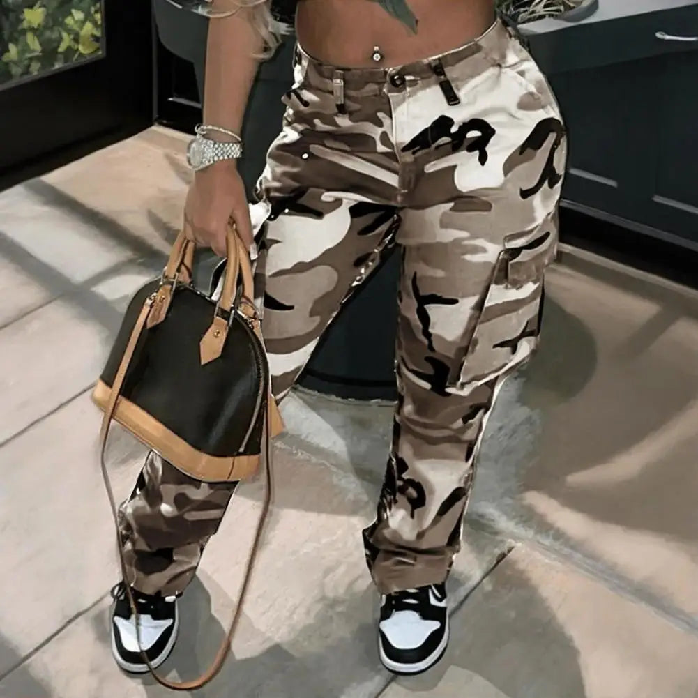 Camo Wide-Leg Cargo Pants