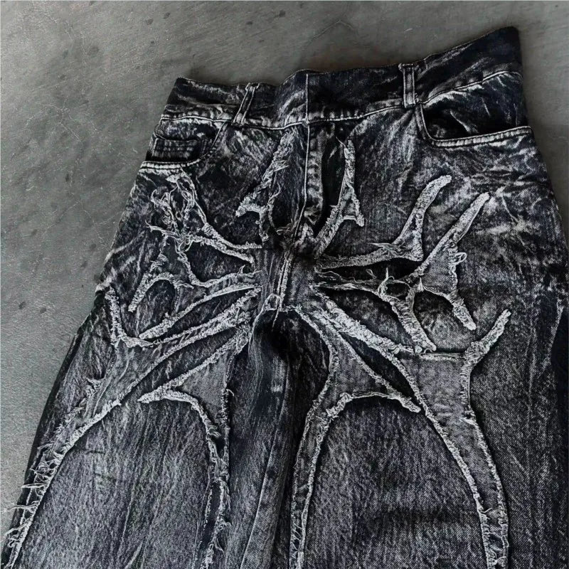 Spider Patch Baggy Denim Pants