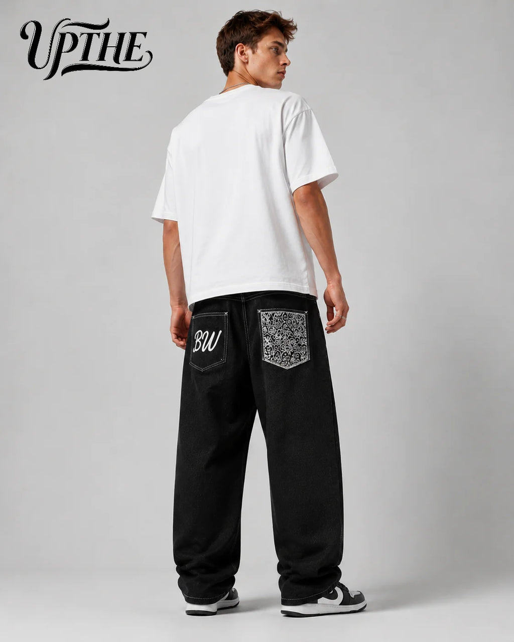 Black Baggy Graphic Jeans