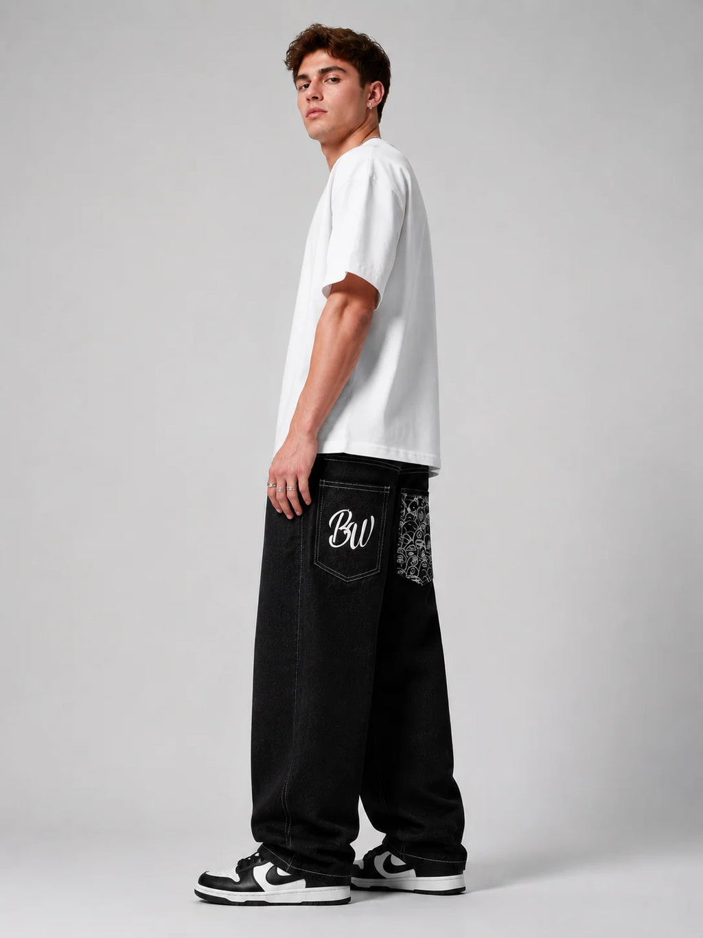 Black Baggy Graphic Jeans