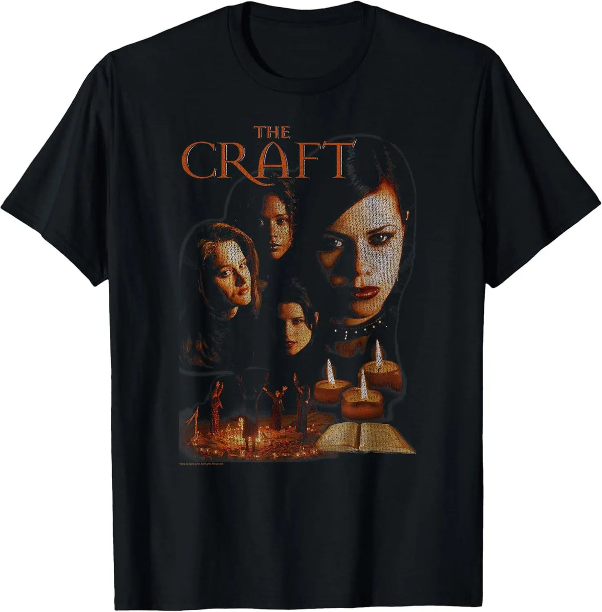 Black t-shirt with 'The Craft' graphic featuring four women and candles.