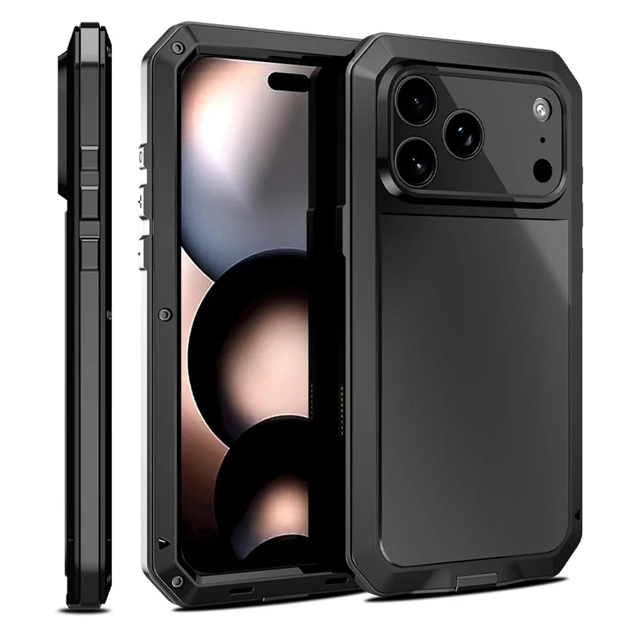Heavy Duty Metal Armor iPhone Case | 360° Full Body Protection with Built-In Screen Protector
