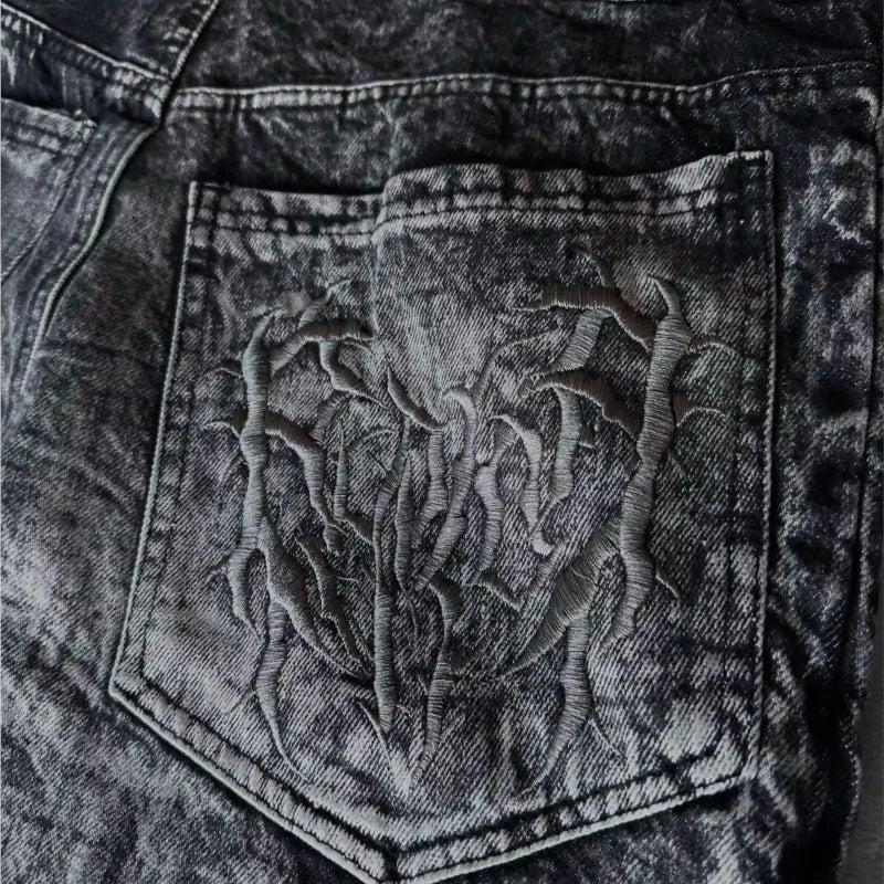 Spider Patch Baggy Denim Pants