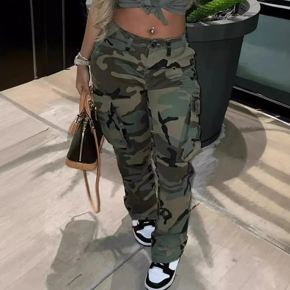Camo Wide-Leg Cargo Pants