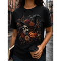 Women's Halloween Skull Witch Graphic Tee