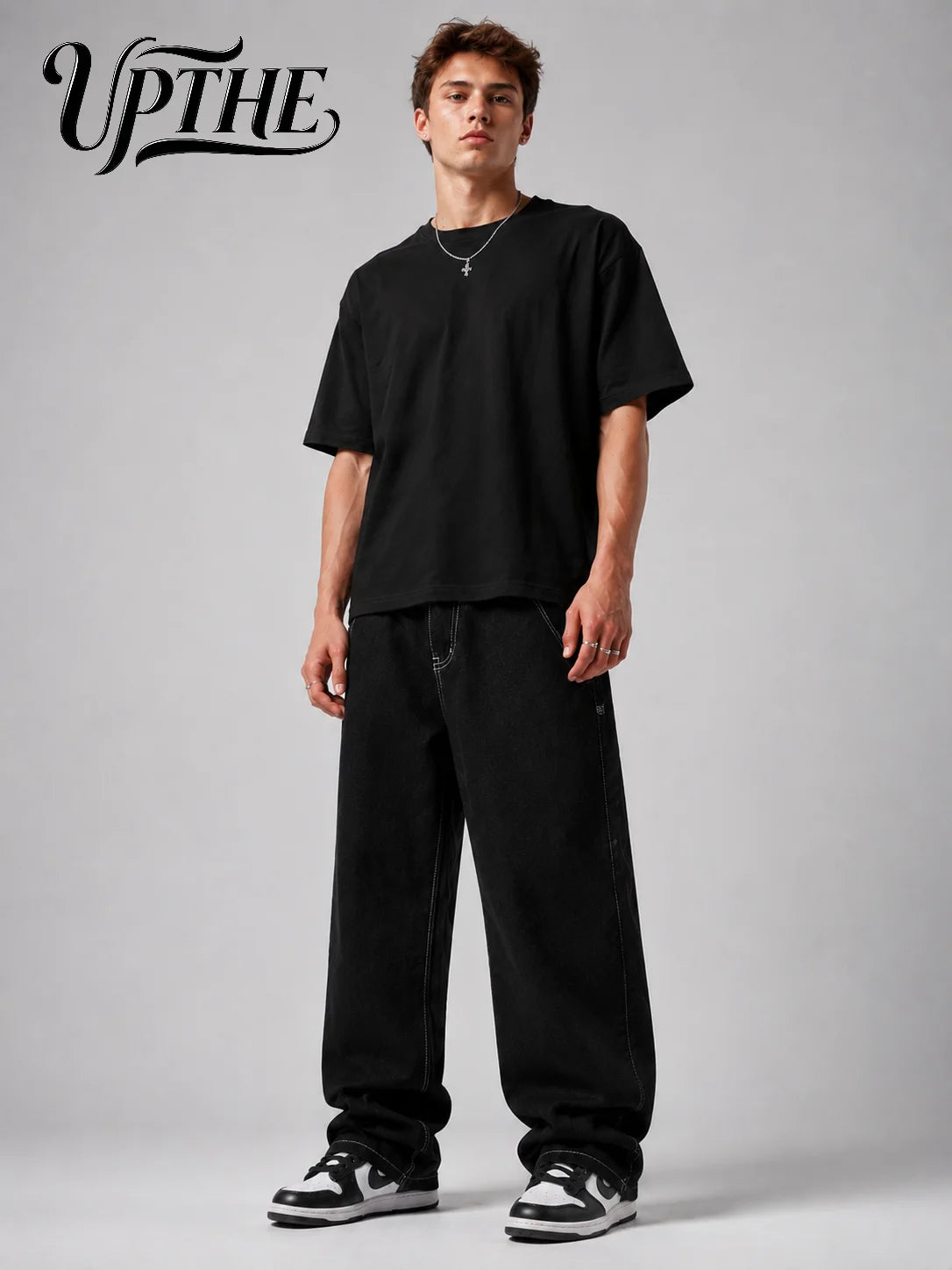 Black Baggy Graphic Jeans