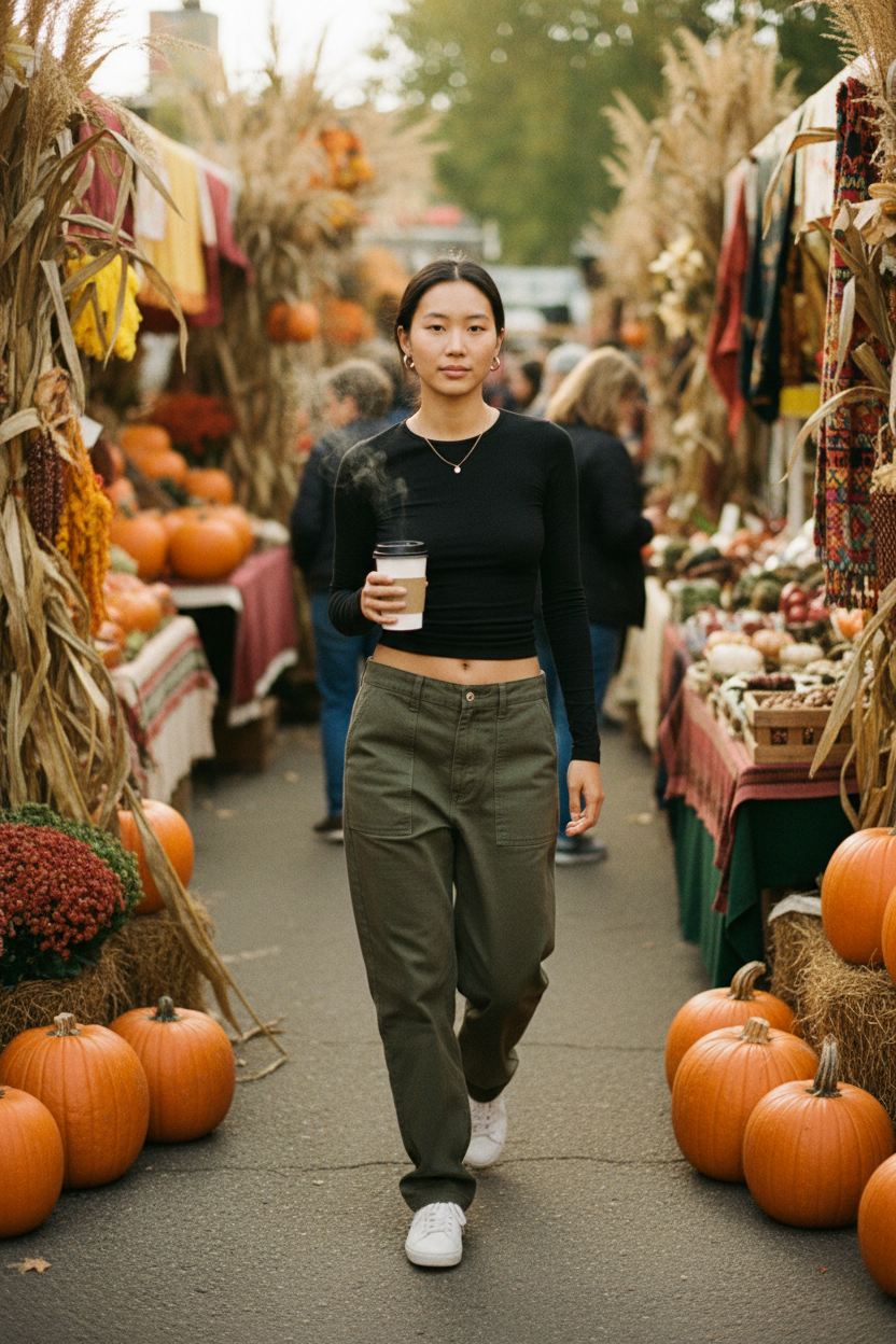 Asian woman black farmers market
