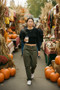 Asian woman black farmers market