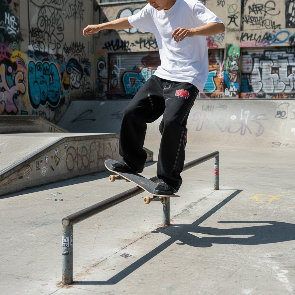 Men's Graphic Wide-Leg Streetwear Jeans