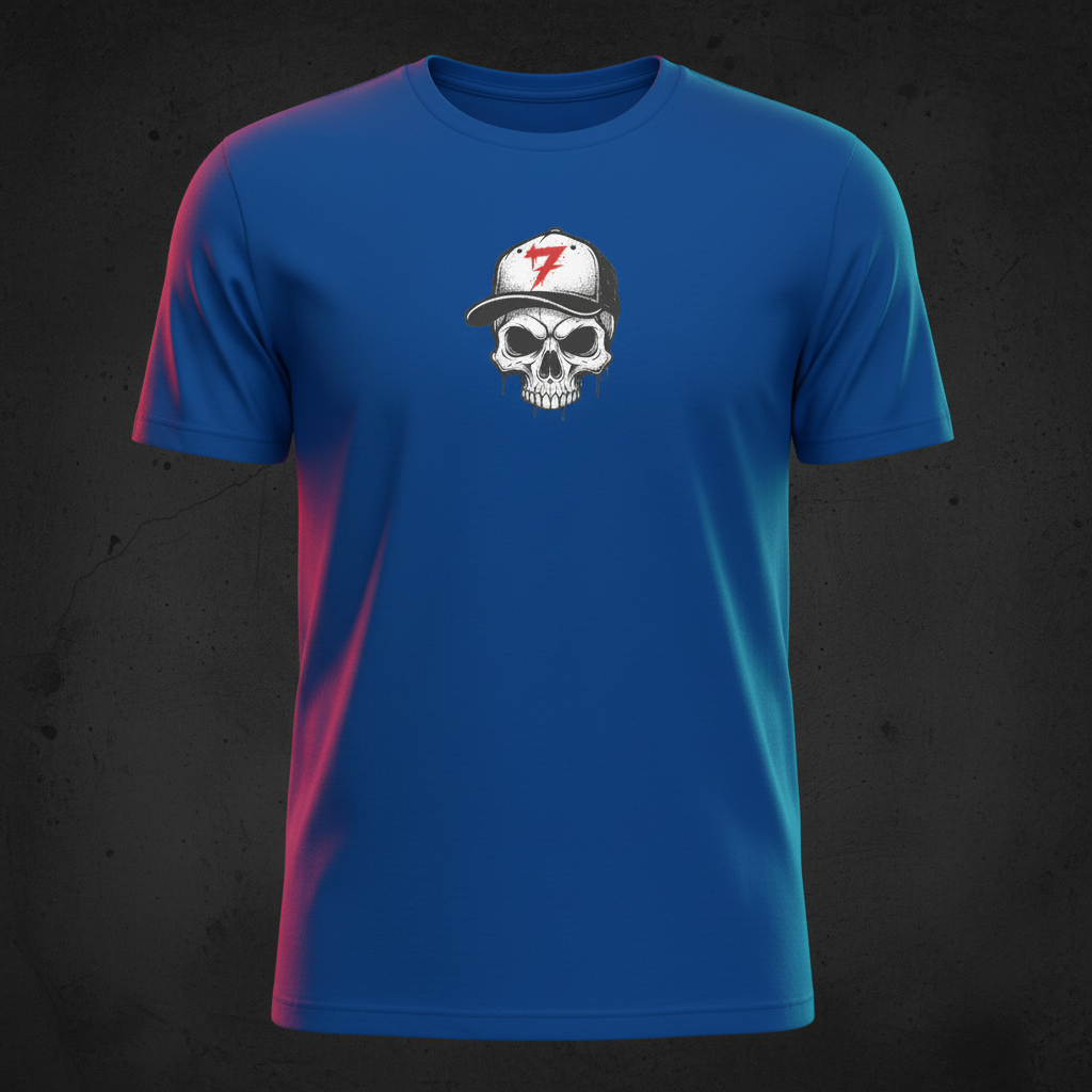 True Royal Vault-Seven Skull Graphic Tee, full front view