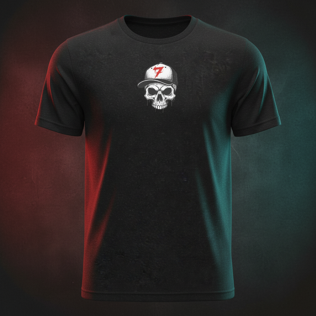 Black Heather Vault-Seven Skull Graphic Tee, full front view