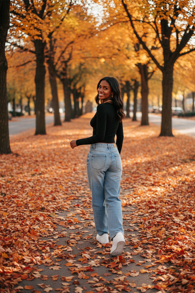 Latina woman black walking