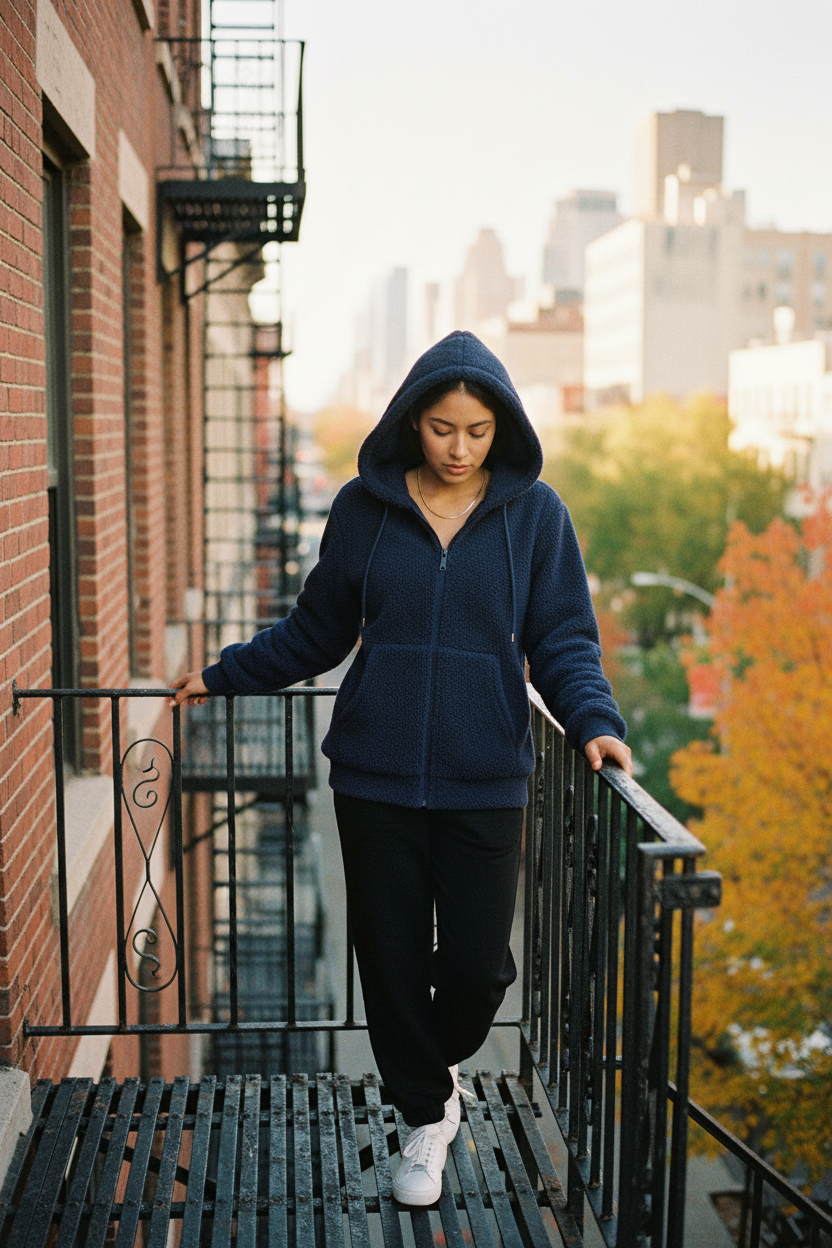 Latina woman navy fire escape