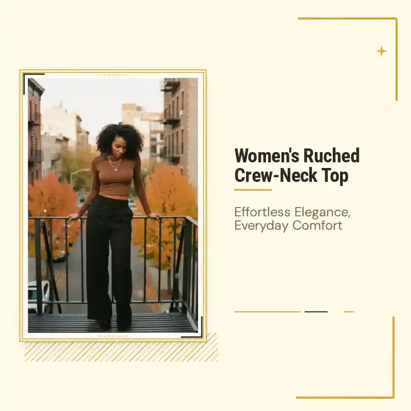 Women's Ruched Crew-Neck Top by@Outfy