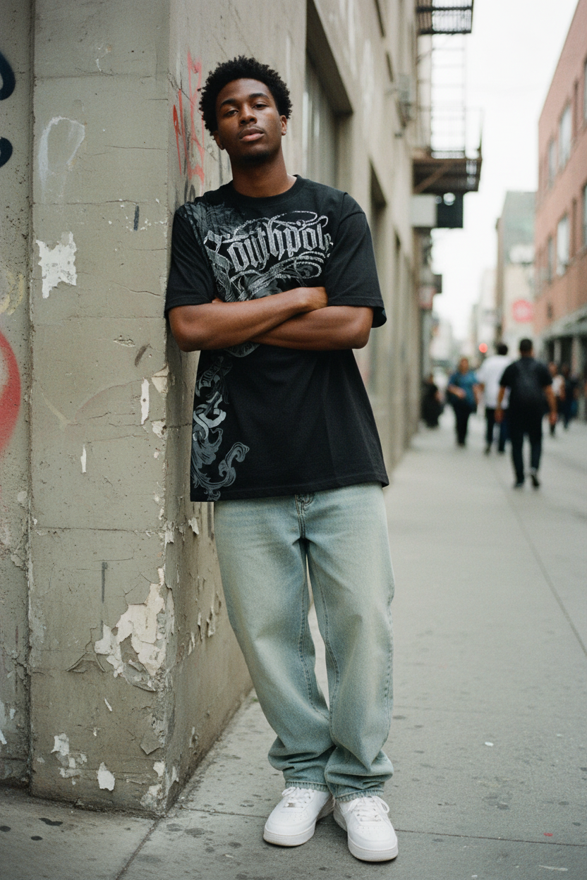 Shirt 1 – Black Southpole Script, Arms Crossed