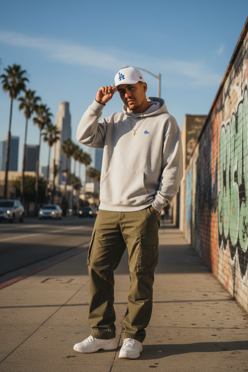 White Flat Bill LA Cap