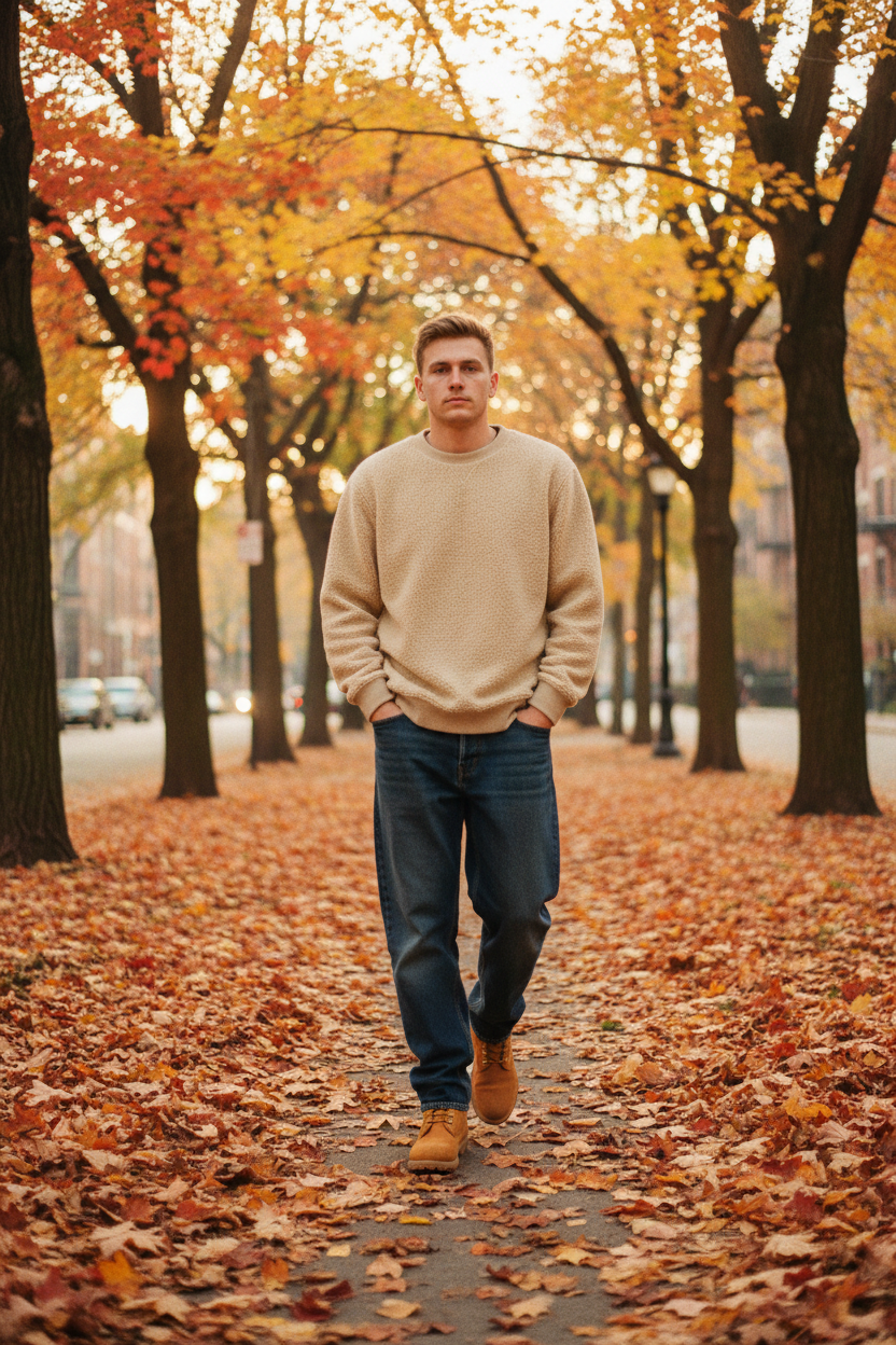 White man cream walking