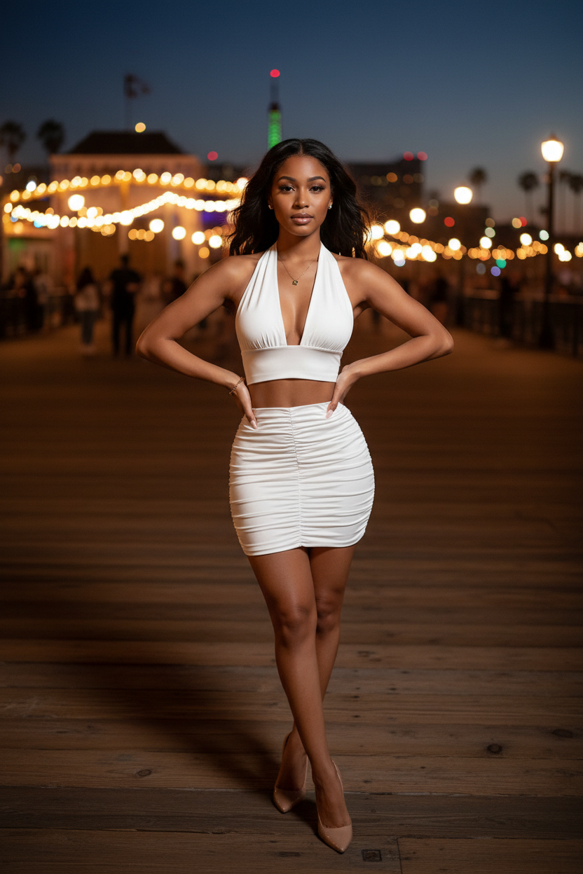 White Set – Black Female, Santa Monica Pier Night