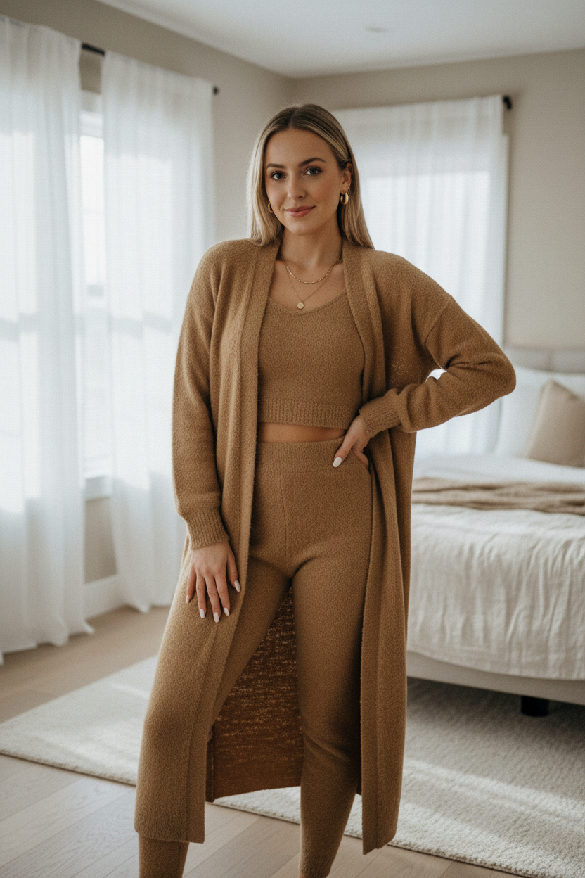 White woman camel bedroom